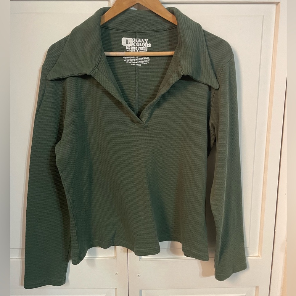 Big Bud Press Green Long Sleeve Fisherman Polo
